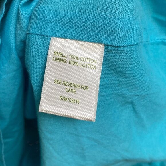 GARNET HILL Cotton Dress Size 8 Green Blue Boho Preppy Print Sleeveless Sash Tie - Picture 8 of 13